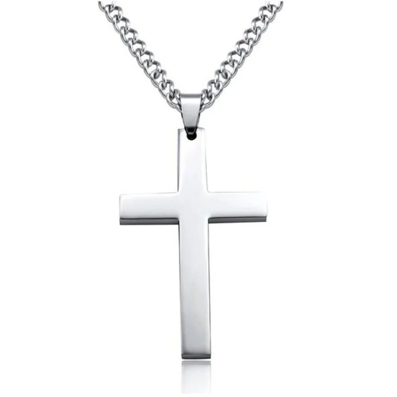 Stainless Steel Cross Necklace for Men Vintage Cross Pendant Necklace Prayer Cross Necklace Jewelry Wedding Gift Faith Gifts